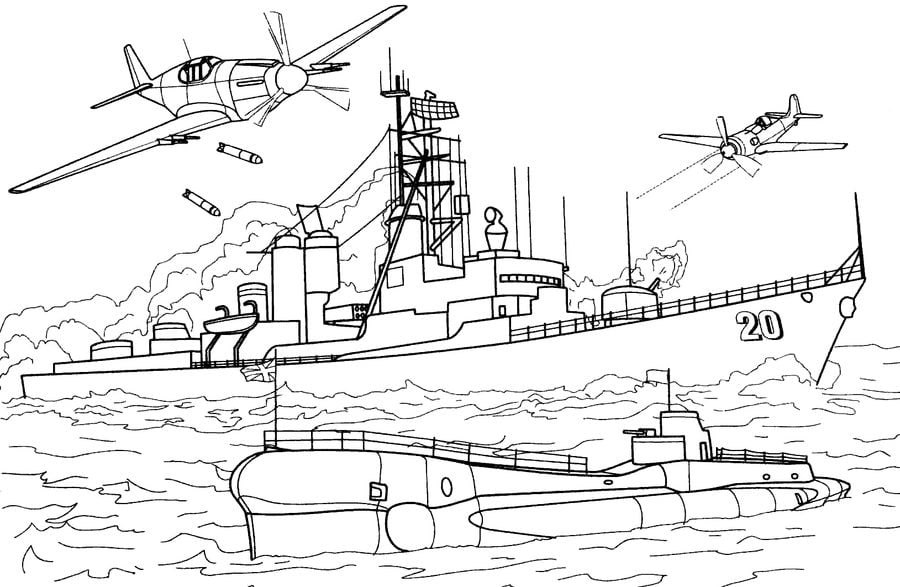 Ausmalbilder: Kriegsschiff
