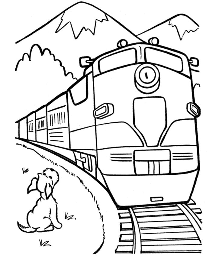 Dibujos para colorear: Tren imprimible, gratis, para los niños y los adultos