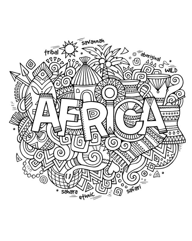 Dibujos para colorear para adultos: África