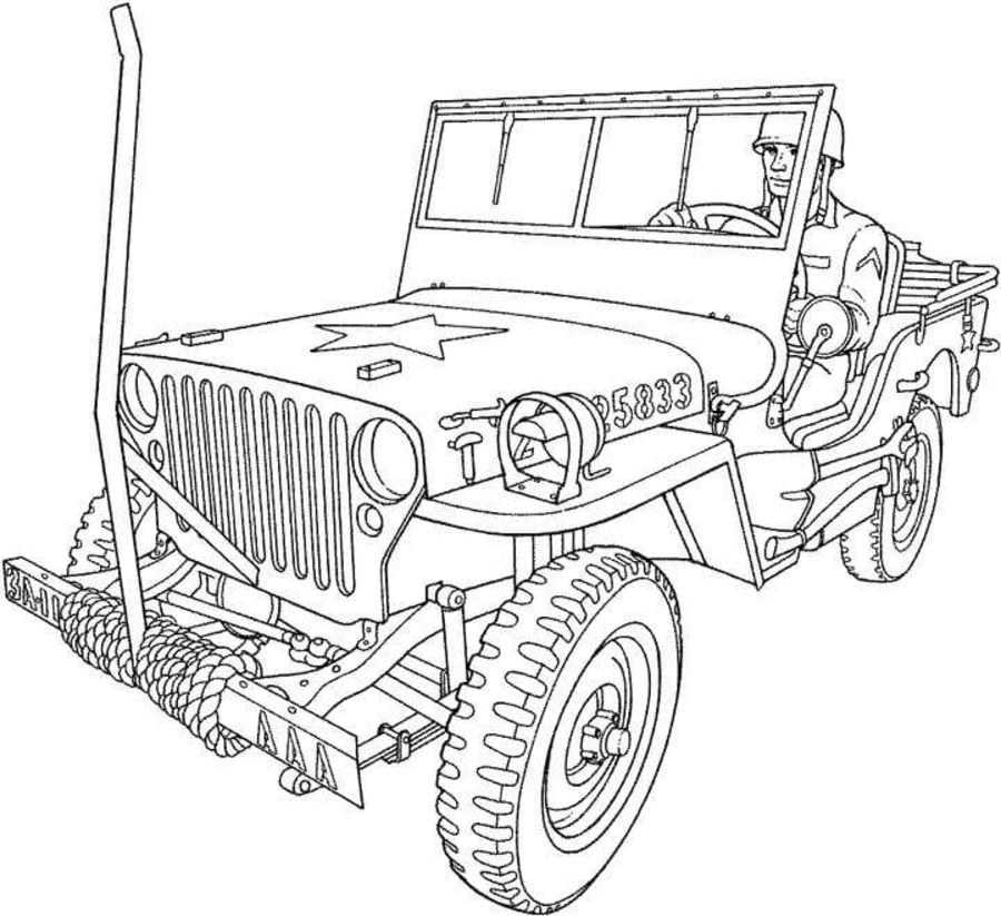 Coloring pages: Army trucks 9