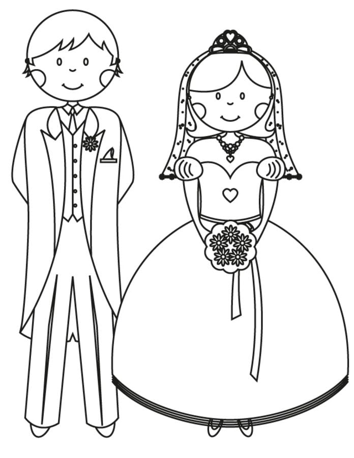 Coloriages: Mariée et marié