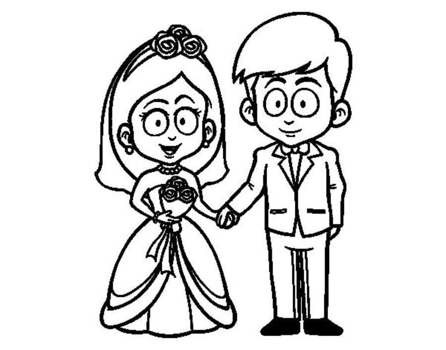 Ausmalbilder: Braut und Bräutigam