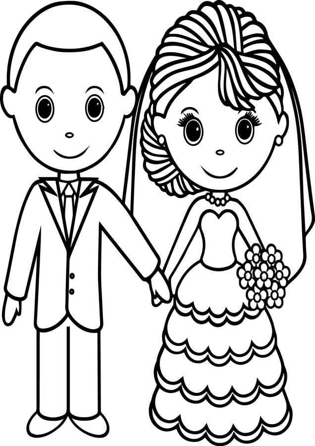 Coloring pages: Bride and groom