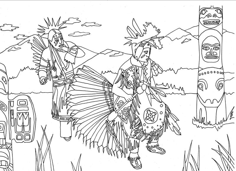 Coloring pages for adults: Indians