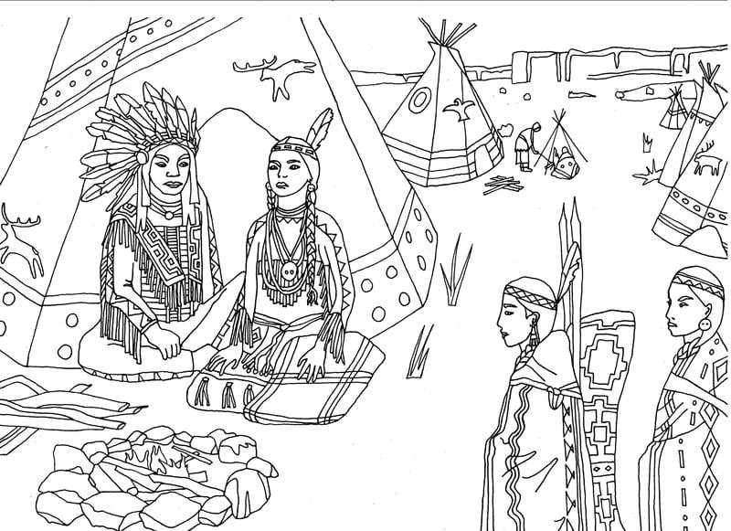 Coloring pages for adults: Indians