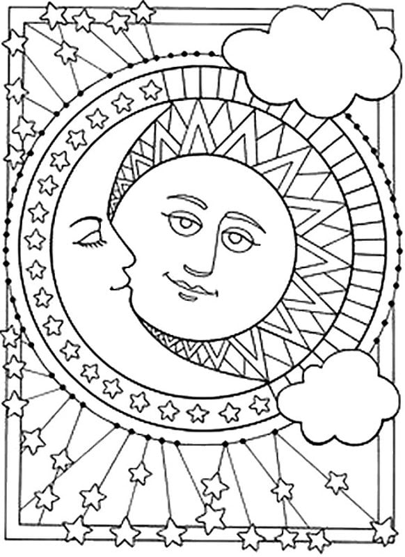 Coloring pages for adults: Moon