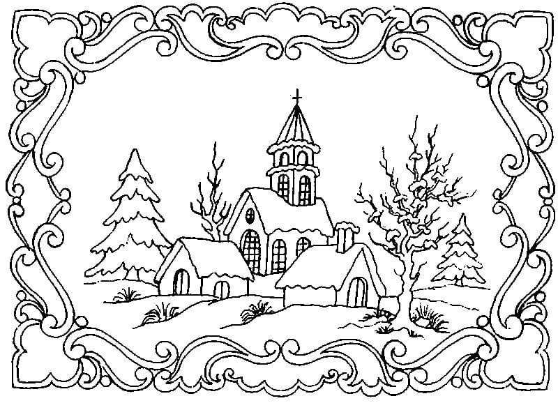 Coloring pages for adults: Winter