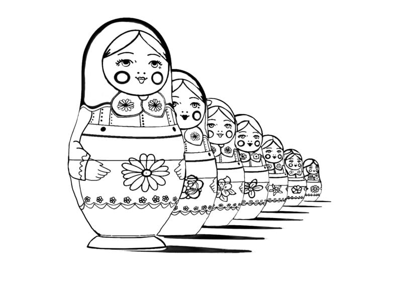Coloring pages for adults: Matryoshka doll