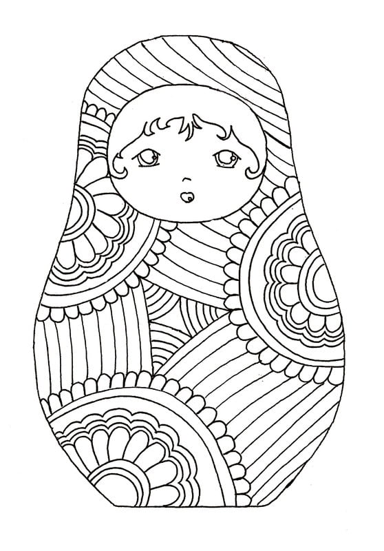 Coloring pages for adults: Matryoshka doll
