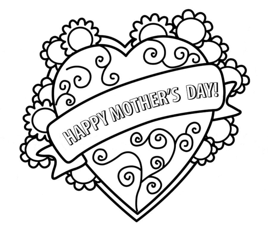 Kolorowanki: Serce na Dzień Matki