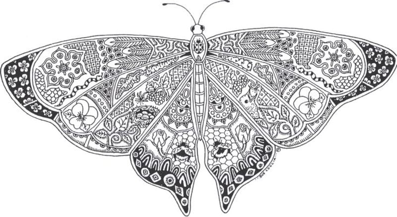 Ausmalbilder für erwachsene: Schmetterlinge