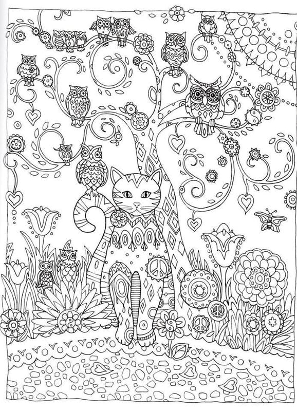 Dibujos para colorear para adultos: Gatos 24