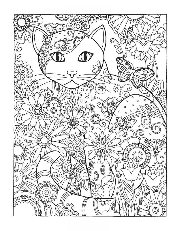 Dibujos para colorear para adultos: Gatos 25
