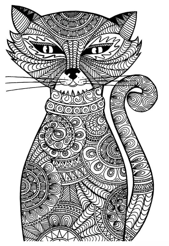 Dibujos para colorear para adultos: Gatos 26