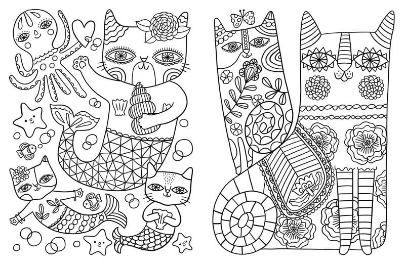 Dibujos para colorear para adultos: Gatos 27