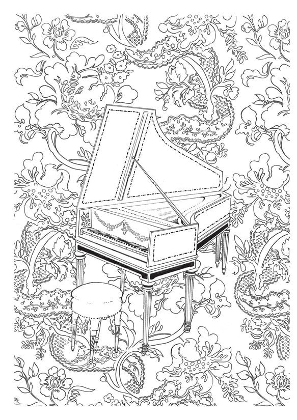 Coloring pages for adults: Music, printable, free to download, JPG, PDF