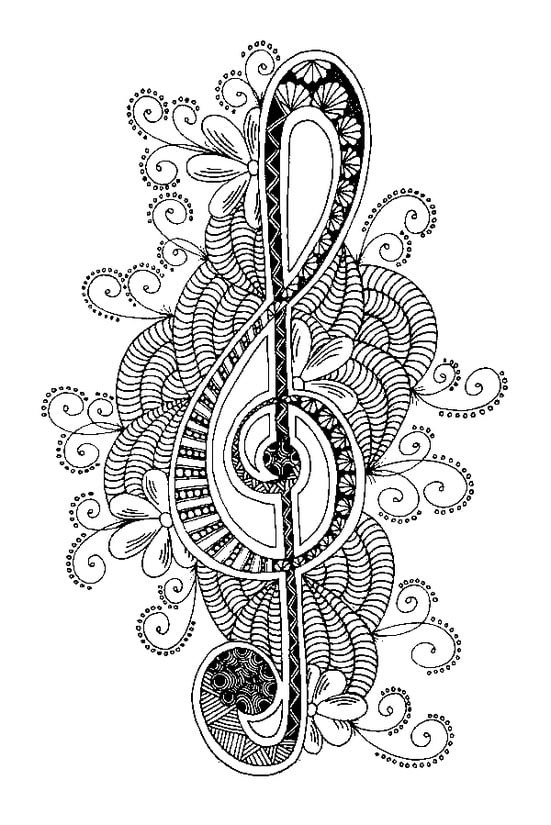 Coloring pages for adults: Music, printable, free to ...