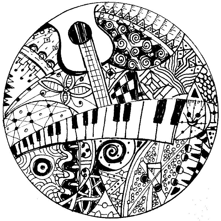 Coloring pages for adults: Music