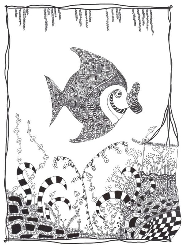 Coloring pages for adults: Fish