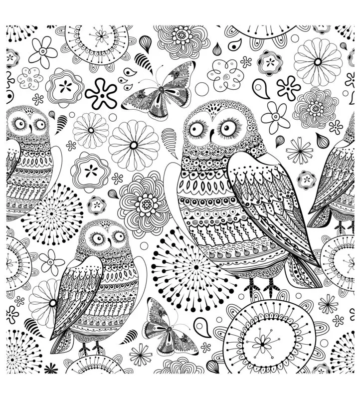 difficult owl coloring pages