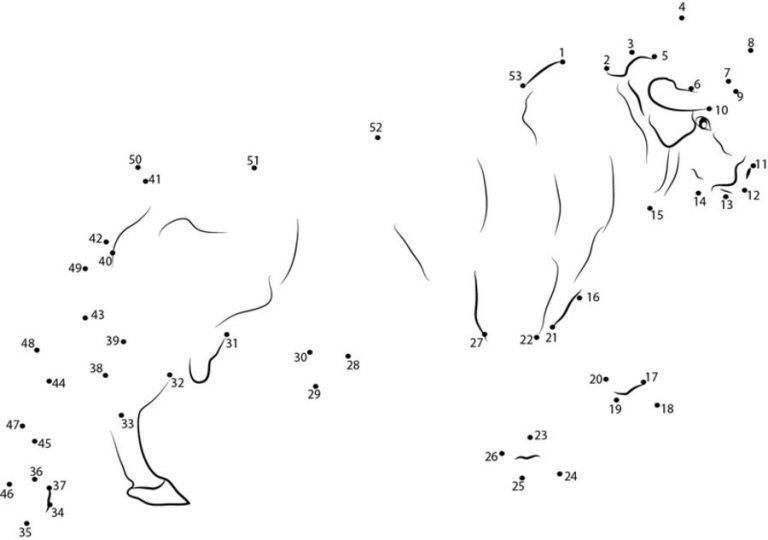 Connect the dots: Bull, printable for kids &amp; adults, free