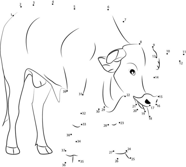 Connect the dots: Bull, printable for kids &amp; adults, free