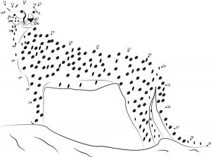 Connect the dots: Cheetah, printable for kids &amp; adults, free