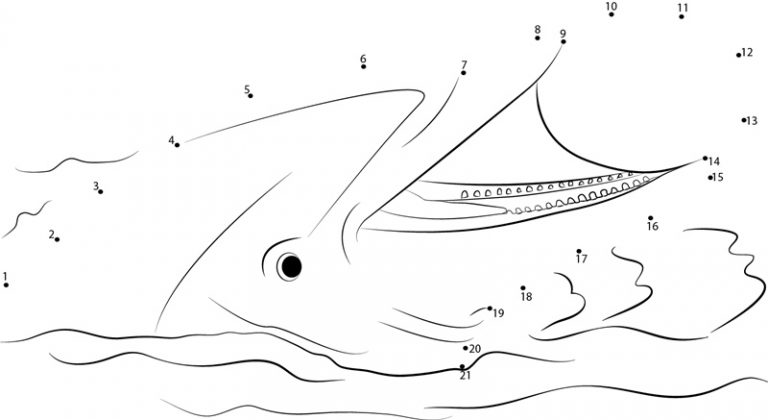 Connect the dots: Dolphin, printable for kids &amp; adults, free