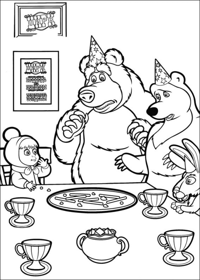 Dibujos para colorear: Masha y el oso