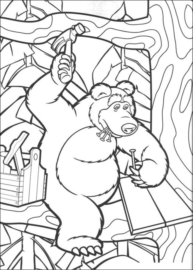 Coloring pages: Masha and the Bear