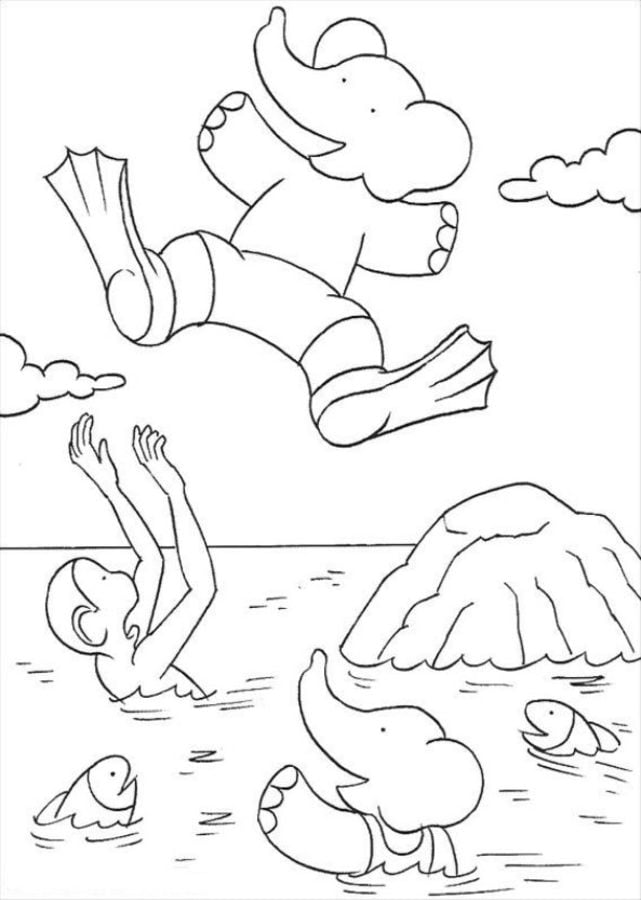 Coloring pages: Babar the Elephant
