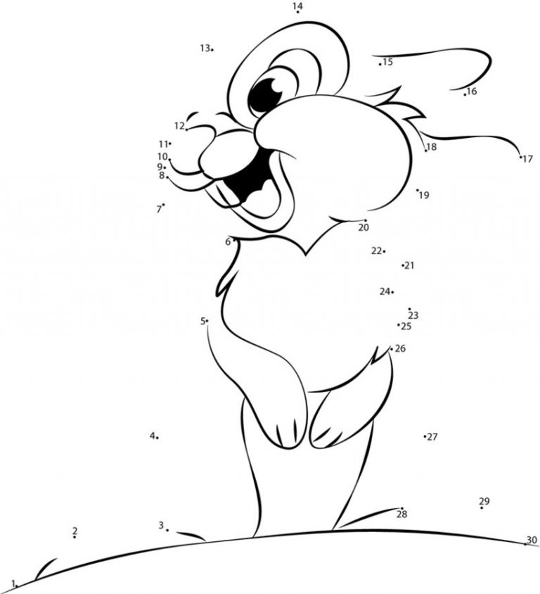 Connect the dots: Bambi, printable for kids &amp; adults, free