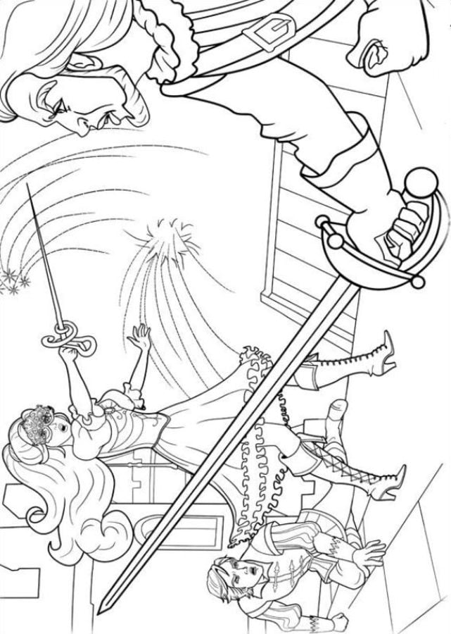 Coloring pages: Barbie and the Three Musketeers