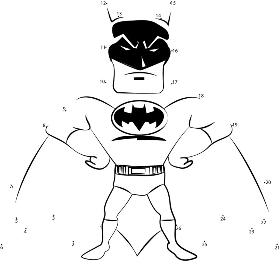 Relier les points: Batman imprimable, gratuit, pour les enfants et les