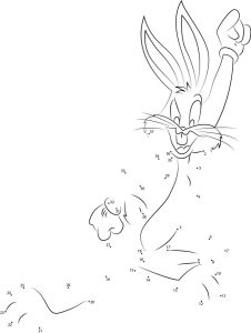Connect the dots: Bugs Bunny, printable for kids & adults, free