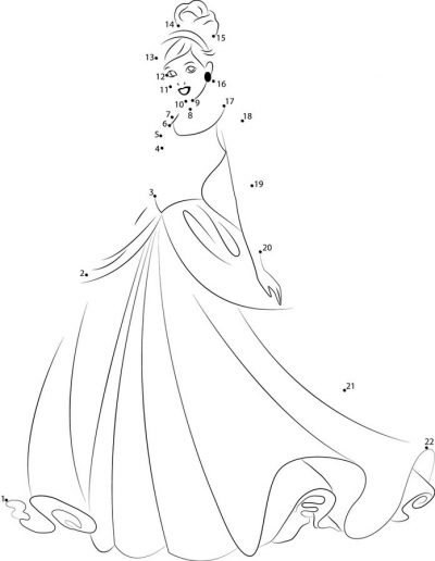 Connect the dots: Cinderella, printable for kids & adults, free