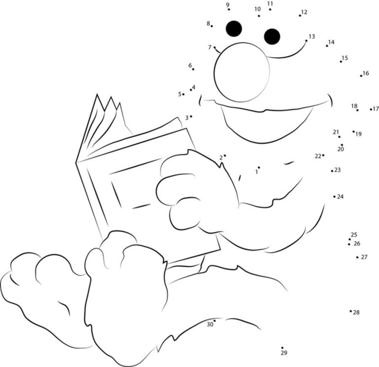 Connect the dots: Elmo, printable for kids &amp; adults, free