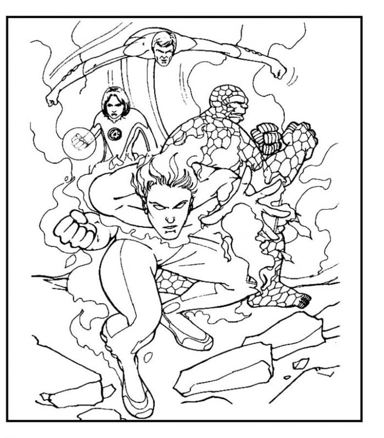 Coloring pages: Fantastic Four, printable for kids & adults, free