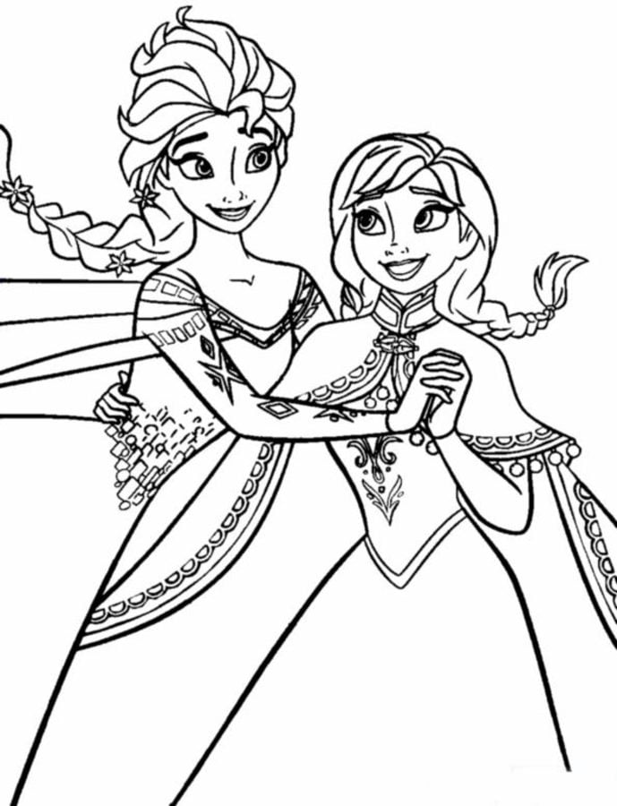 Coloriages: La Reine des neiges: Anna & Elsa
