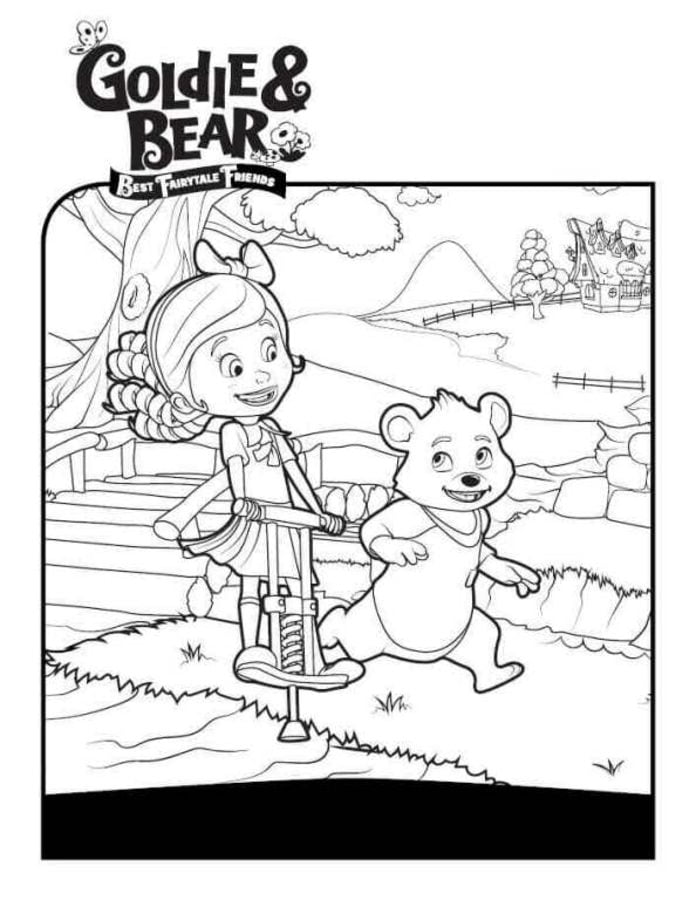 Ausmalbilder: Goldie & Bear
