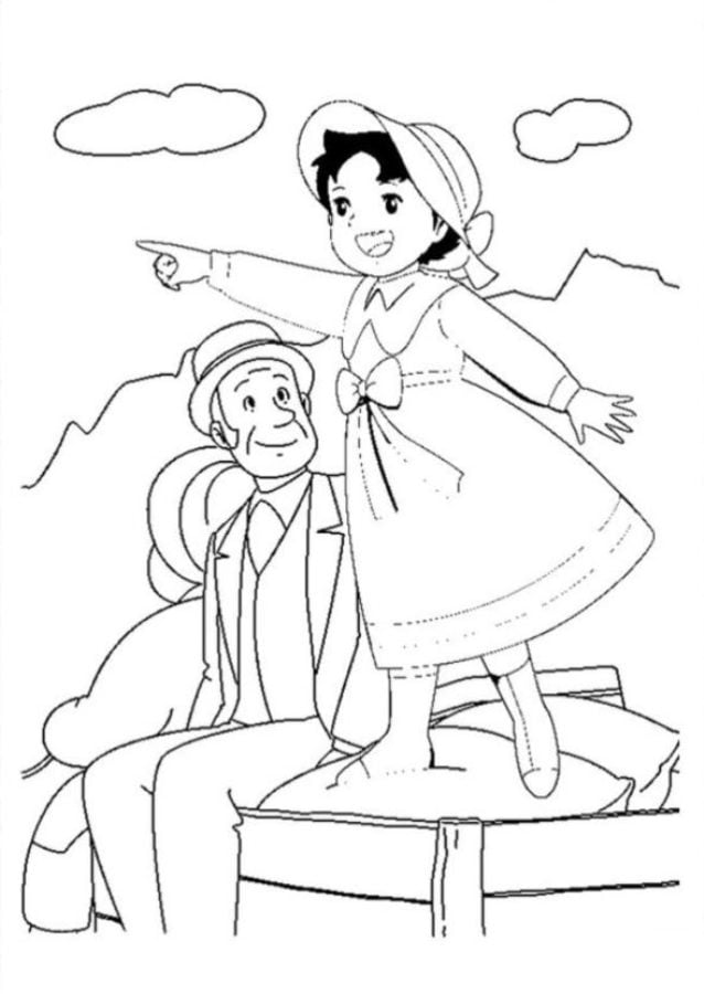 Coloring pages: Heidi, Girl of the Alps