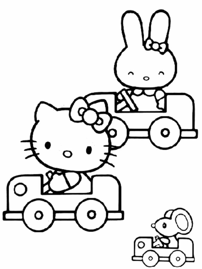 hello kitty car coloring pages