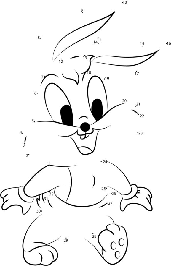 Unir puntos: Looney Tunes imprimible, gratis, para los niños y los adultos