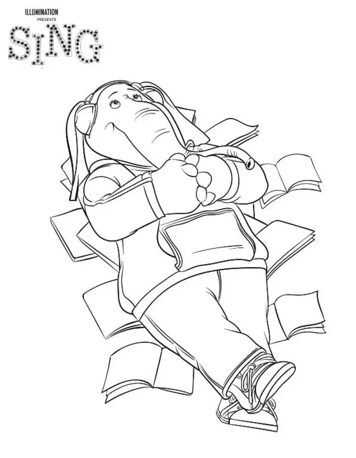 miss crawly coloring page in pdf sing