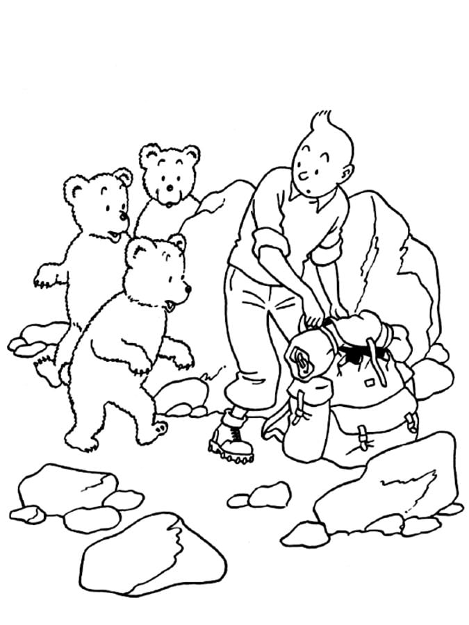 Ausmalbilder: Tintin zum ausdrucken, kostenlos, für Kinder und Erwachsene