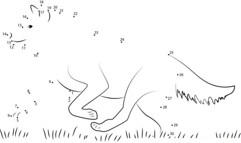 Connect the dots: Wolf, printable for kids &amp; adults, free