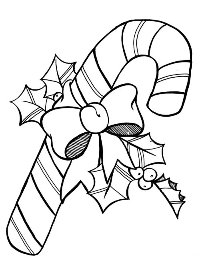 Disegni da colorare: Bastoncini di zucchero natalizi 2