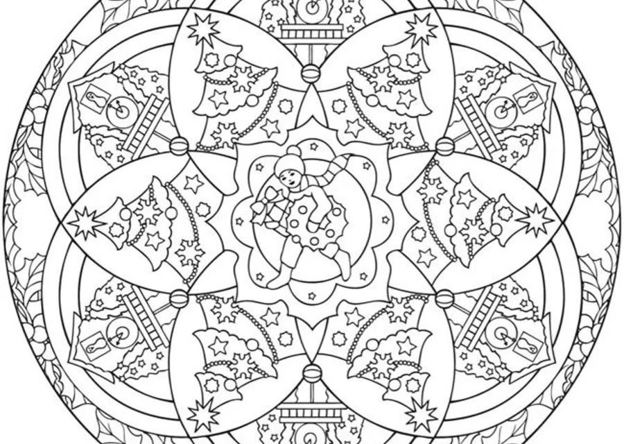 Kolorowanki: Bożonarodzeniowe mandale