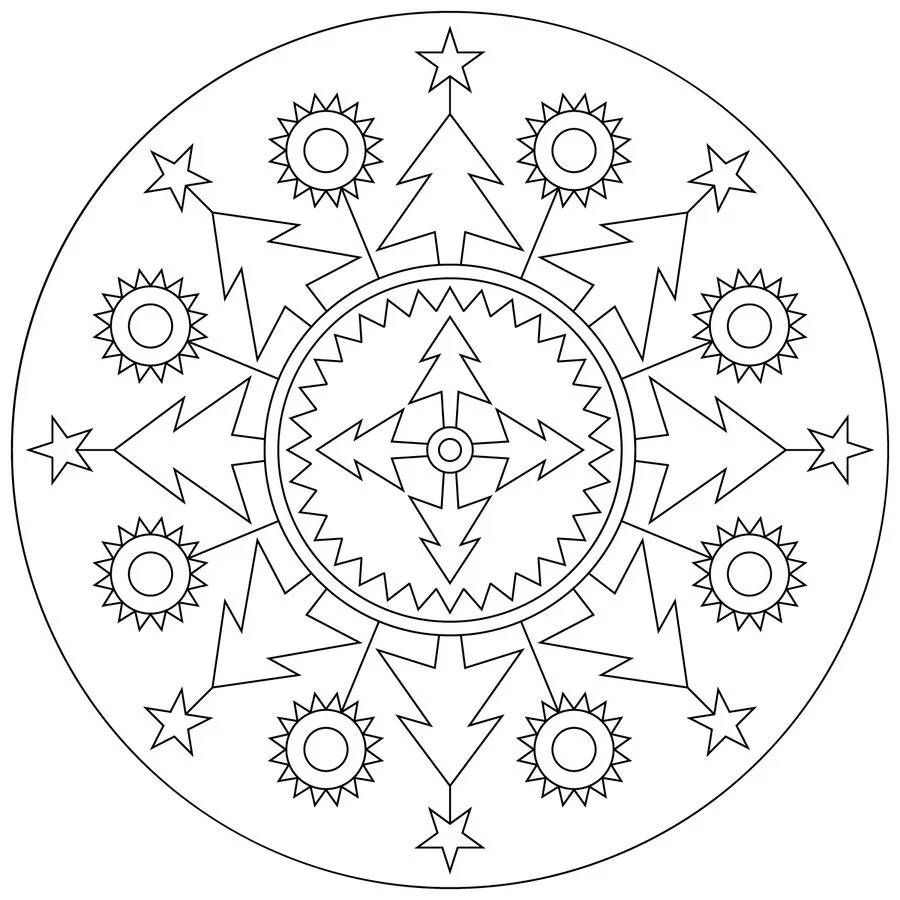 Kolorowanki: Bożonarodzeniowe mandale 2