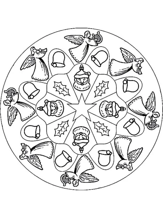 Kolorowanki: Bożonarodzeniowe mandale 5